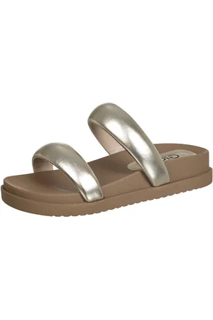 Gigil Papete Feminina Slide Sandália Tiras Com Enchimento Original Dourado