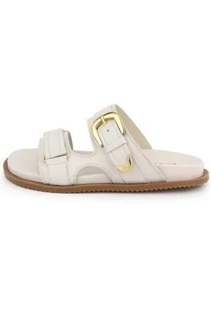 MARIA PAULA Sandália Papete Flatform Fivelas Acolchoada Feminina Tratorada em Couro Off White