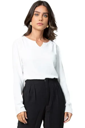 Rovitex Blusa Feminina Manga Longa Off White