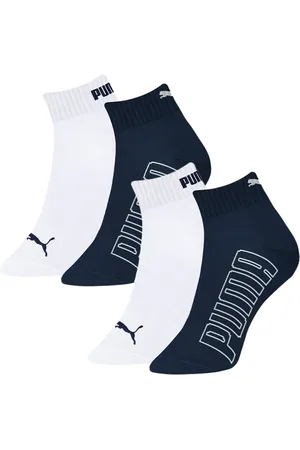PUMA Kit Com 4 Pares De Meias Cano Baixo Masculina Marinho e Branco