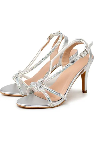 Flor da Pele Sandália Feminina Salto Fino Tiras Strass 1798 Elegance