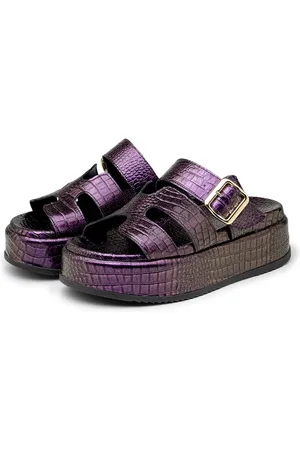 Flor da Pele Sandália Feminina Papete Flatform Tira com Fivela 5301 electra Roxa