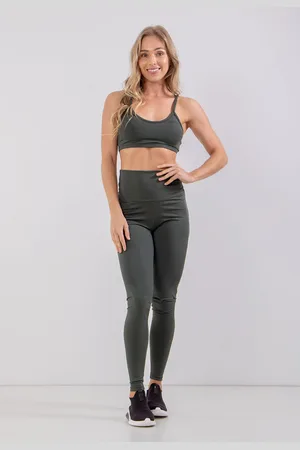 4 Estações Conjunto Feminino Fitness Top alça fina e Calça Legging Lisa Treino Academia