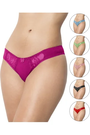 Gabi Kit 5 Tangas de Cotton Calcinha Algodão Moda Íntima com Detalhes Rendados