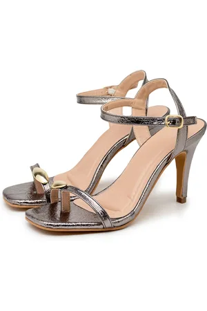 Flor da Pele Sandália Feminina Salto Fino 197014 Onix Metalizado