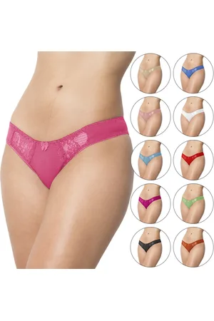 Gabi Kit 10 Tangas de Cotton Calcinha Algodão Moda Íntima com Detalhes Rendados