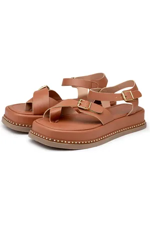 Flor da Pele Sandália Flatform Feminina Papete Tiras Fivela 23411