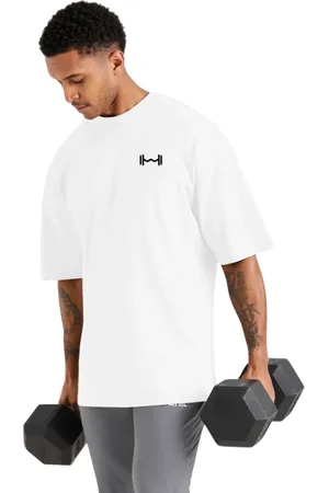 Relaxado Camiseta Oversized de Algodão Masculina Ideal para Academia e Esportes Gola Redonda Peso