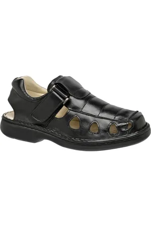 Malbork Sandália Masculina Conforto Fechada Em Couro Pelica 12001P