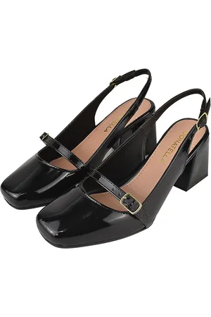 monté Sapato Scarpin Feminino Mary Jane Donatella Shoes Aberto Bico Quadrado Salto Alto Verniz