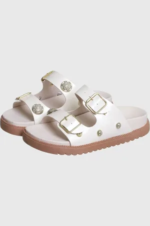 Kidstep Infantil - Chinelo Papete 28 ao 39 Feminino Off White com Fivela tep
