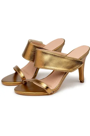 Flor da Pele Sandália Feminina Tamanco Salto Fino 1799 Floater Broze