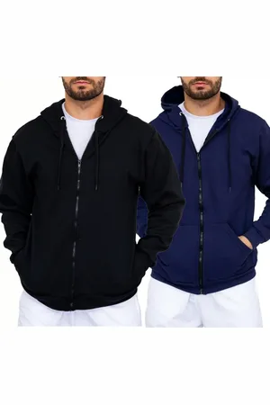 Mooboots Kit de 2 Moletons Aberto ziper Moletom Blusa de Frio Casual Preto e Azul escuro Marinho