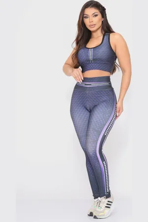Dl Conjunto Fitness para Esportes Feminina Top e Calça Cintura Alta Linha Premium
