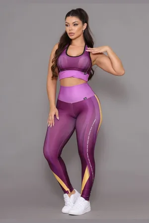 Dl Conjunto Academia Feminino Top e Calça Esportiva Cintura Alta Linha Premium