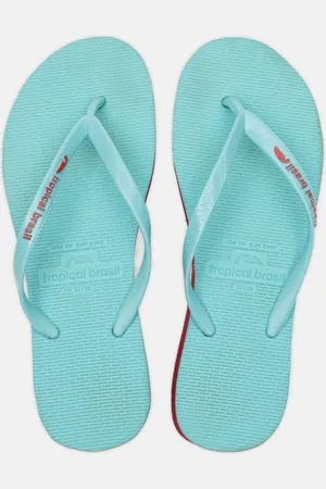 Tropical Brasil Chinelo Tamanco Anabela Ciano com Turquesa