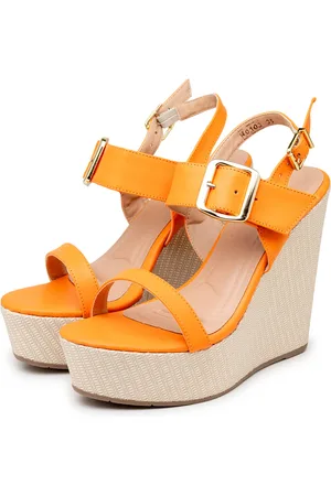 Flor da Pele Sandália Anabela feminina Plataforma Fivela 40104 Napa