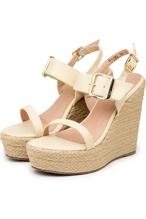 Flor da Pele Sandália Anabela Feminina Plataforma Fivela 40104 Gergelim