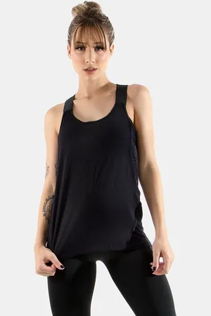 4 Estações Blusa Regata Tex Feminino Trançada Furadinha Fitness