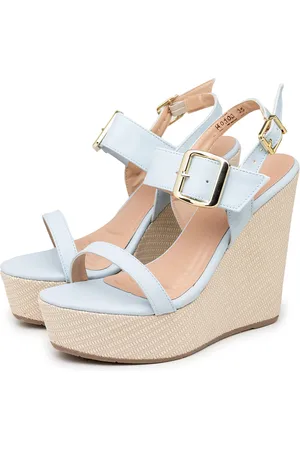 Flor da Pele Sandália Anabela Feminina Plataforma Fivela 40104 Claro