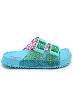 Plugt Infantil - Chinelo Menina Slide Fivelas Animal Print Magenta