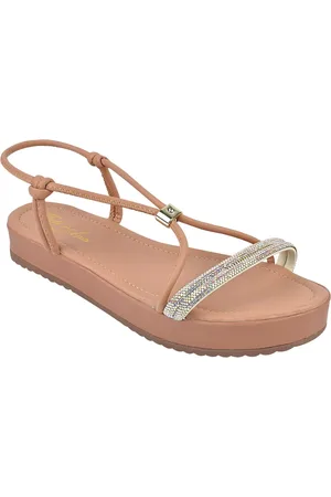 Tati Ana calçados Papete De Brilho Com Regulagem Frontal Casual Confortável, Sandália Confort De Strass Rosado