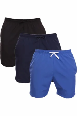 ADRIBEN Kit 3 Shorts Tactel Masculino Adulto Estilo Mauricinho Praia Piscina Preto/Azul Royal