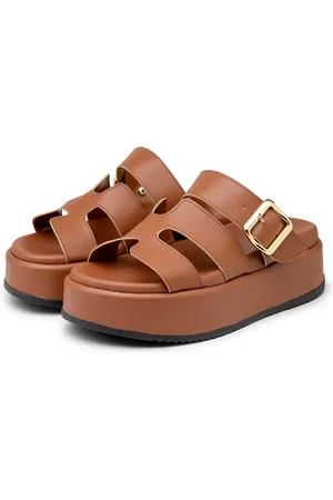 Flor da Pele Sandália Feminina Papete Flatform H Tira com Fivela 5301