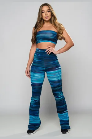 Mvb Modas Conjunto Feminino Calça Flare Pantalona E Top Faixa Nuance