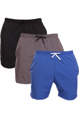 ADRIBEN Kit 3 Shorts Tactel Masculino Adulto Estilo Mauricinho Praia Piscina Cinza/Azul