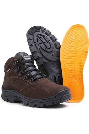 Schiareli Bota Coturno Masculino De Couro Tratorado Adventure Trilha Blaqueado Cano Curto Sch 970