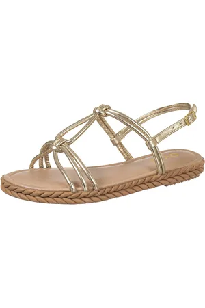Gigil Sandalia Feminina Rasteirinha Papete Flatform Sola Macia Trançada Original Dourada