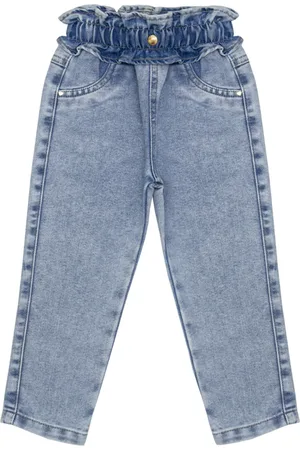 Look Jeans Infantil - Calça Elástico Reta Jeans