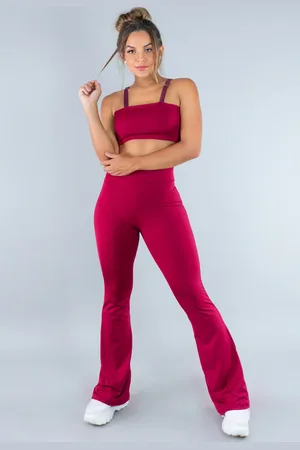 Mvb Modas Conjunto Feminino Calça Flare Feminina e Top Faixa com Alça