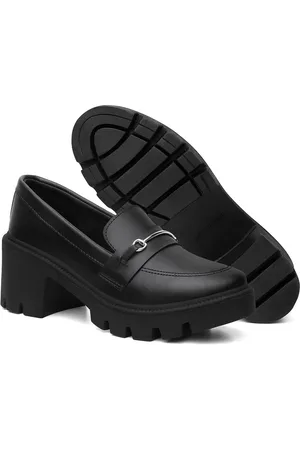 MIGLIORINI CALÇADOS Mocassim Oxford Feminino Salto Medio Confort Bridão Metal