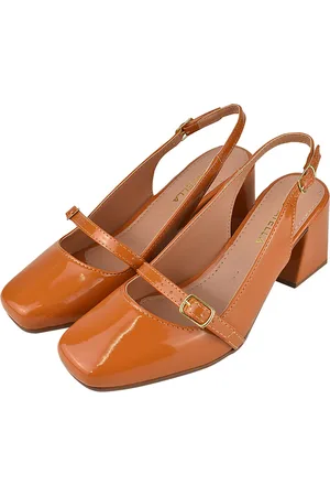 monté Sapato Scarpin Feminino Mary Jane CM Calçados Aberto Bico Quadrado Salto Alto Verniz