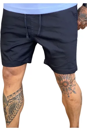 Alleppo Jeans Bermuda Preta Com Elastico Na Cintura Masculina Austin