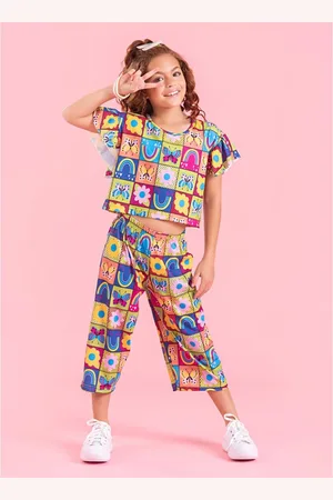 Molekada Infantil - Conjunto Verão Menina Blusa e Calça Pantacourt Jardim Encantado