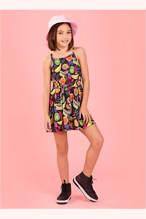 Molekada Infantil - Vestido Menina De Alcinha Com Amarração Frontal Frutas