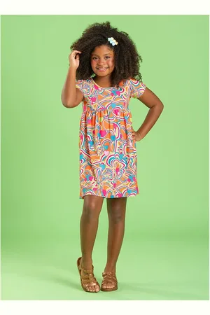 Molekada Infantil - Vestido Menina Vitamina Com Manga Corações Abstrato