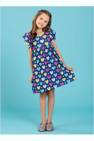 Molekada Infantil - Vestido Menina Royal Com Manga Babado Corações
