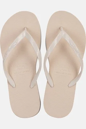 Tropical Brasil Chinelo Tamanco Anabela Off WHite