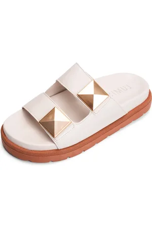 Lumiss Papete Feminina Chinelo Casual Confortável Spike Pirâmide Off White