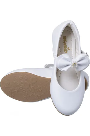 BEAKID Infantil - Sapatilha Feminina Social Batizado Menina Com Laço Exclusivo Strass Fosco