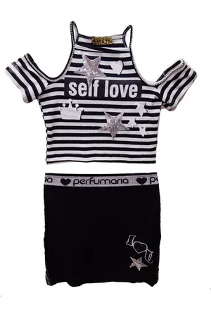 Petit cherie Infantil - Conjunto Canelado Saia Bordado Pituchinhus 16