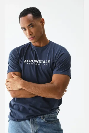 Aeropostale Camiseta Reta Estampada Azul-Marinho