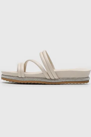 VIA MARTE Sandália Flat Hotfix Off-White