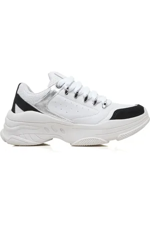 OUSY SHOES Tênis Casual Esportivo Feminino Ultra Leve Confortável Para Bike Caminhada Branco com Preto