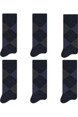 Selene Kit 6 Pares Meia Masculina Cano Longo Escocesa 8010 Marinho
