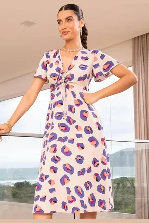 QUINTESS Vestido Em Crepe Plano